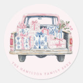 クリスマストラックにギフトをコケット ラウンドシール (正面)