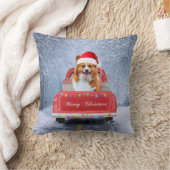 クリスマストラックに座って雪の中のコルギドッグ クッション (ブランケット)