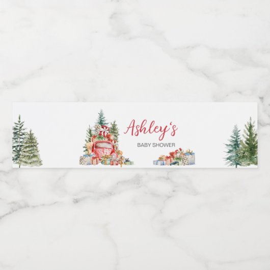 クリスマストラックのバンドル喜び赤ちゃんシャワー ペットボトルラベル (シングルラベル)