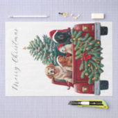 クリスマストラックの子犬 薄葉紙 (クラフト)