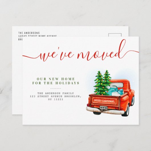 クリスマストラックの新しいホームの発表 ポストカード (正面/裏面)