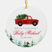 クリスマストラックウィズアプレクティブペアズオーナメント セラミックオーナメント (正面)
