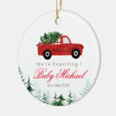 クリスマストラックウィズアプレクティブペアズオーナメント セラミックオーナメント (左)