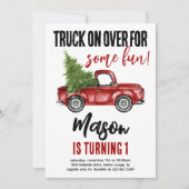 クリスマストラックウィンターファースト誕生日招待状 招待状 (正面)