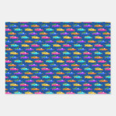 クリスマストラッククリスマスツリーリースカラフルブルー ラッピングペーパーシート (正面2)