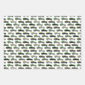 クリスマストラッククリスマスツリーリースグレースケール ラッピングペーパーシート (正面3)