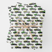 クリスマストラッククリスマスツリーリースグレースケール ラッピングペーパーシート (インサイチュ)