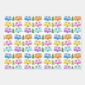 クリスマストラッククリスマスツリーレトロトレーラーズキャンパー ラッピングペーパーシート (正面3)