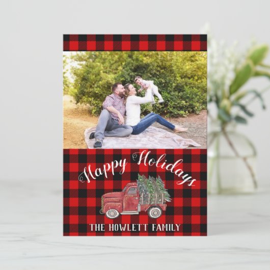 クリスマストラックバッファロープレイド写真テンプレート シーズンカード (スタンド正面)