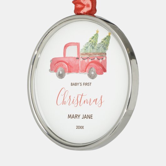 クリスマストラックベビー初めてのクリスマスオーナメント メタルオーナメント (左)