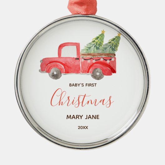 クリスマストラックベビー初めてのクリスマスオーナメント メタルオーナメント (正面)