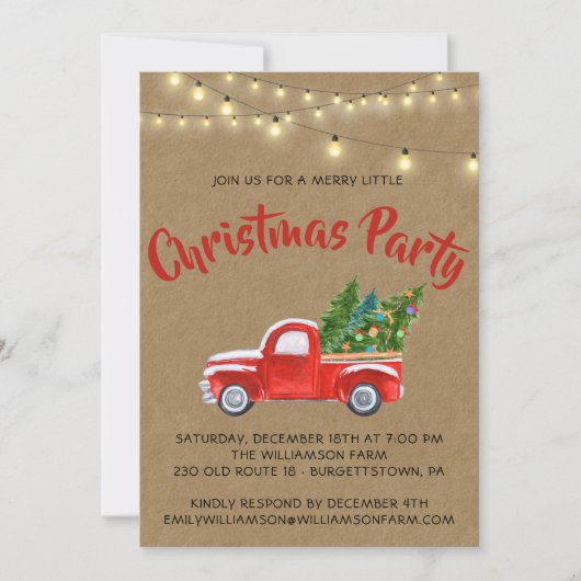 クリスマストラックメリー小さなクリスマスパーティー 招待状 (正面)