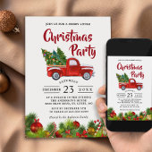 クリスマストラックヴィンテージレッドプレイドクリスマスパーティー 招待状