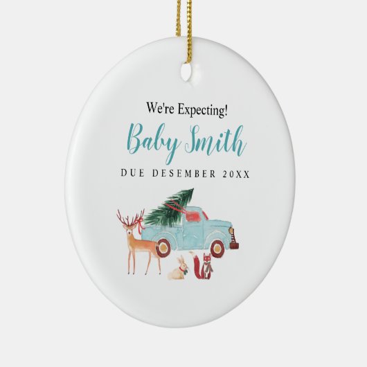 クリスマストラック私たちは両親を期待しているオーナメント セラミックオーナメント (右)