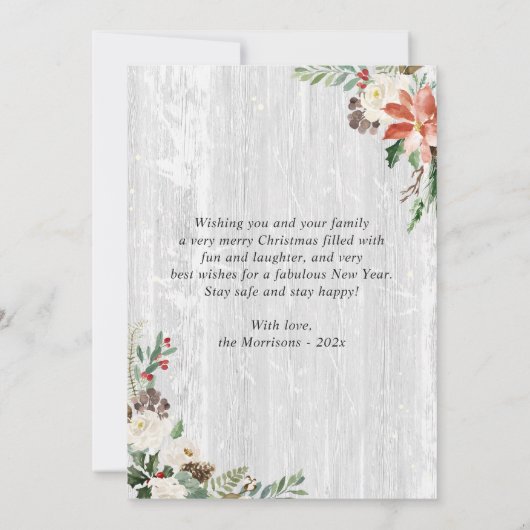 クリスマストラック素朴ホワイト樺の木バーク4写真 シーズンカード (裏面)