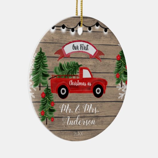 クリスマストラック素朴家族のクリスマス装飾 セラミックオーナメント (右)