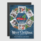 クリスマストラック6フォトホリデーフォント磁気カード (正面/裏面)