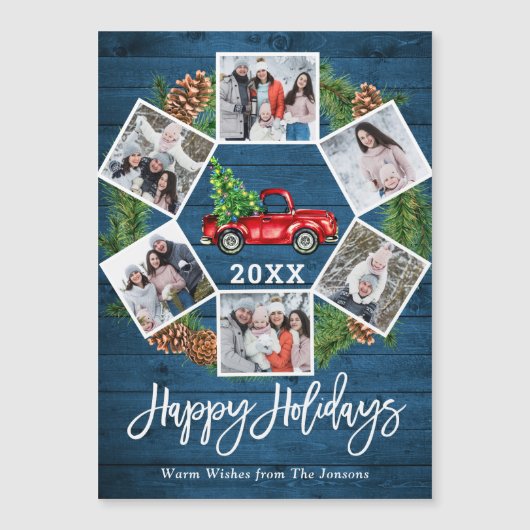 クリスマストラック6フォトホリデー磁気カード (正面)