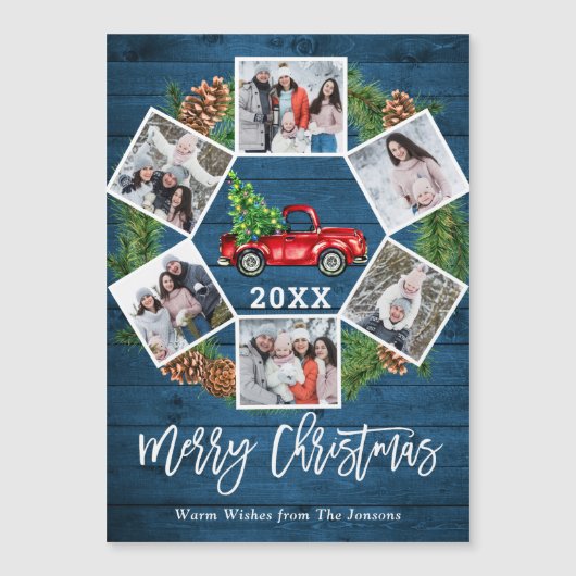 クリスマストラック6フォトホリデー磁気カード (正面)