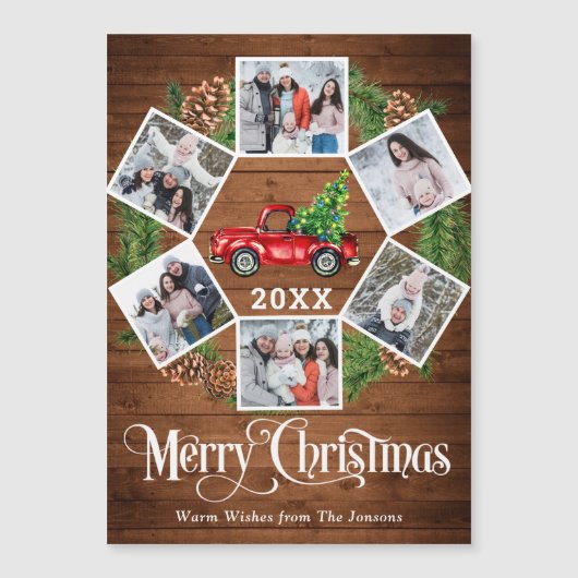 クリスマストラック6写真ホリデー磁気カードボホ (正面)