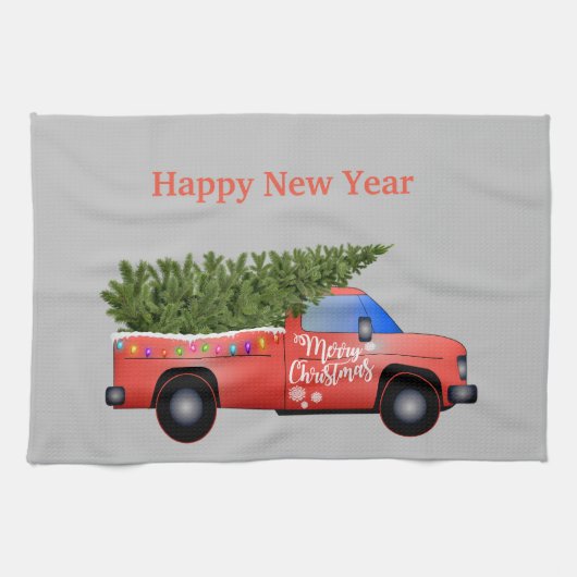クリスマストラック キッチンタオル (横)