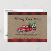 クリスマストラック&ツリークリスマスパーティの招待状 ポストカード (正面/裏面)