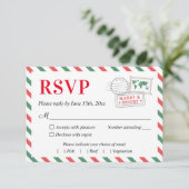 クリスマストラベルウェディングパーティーRSVPカードポストカード 出欠カード (スタンド正面)