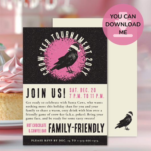 クリスマストランプのポーカーとゲームナイトクロウ招待状 招待状