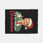 クリスマストランプクリスマスパジャマおもしろいスの家に フリースブランケット (正面(横))