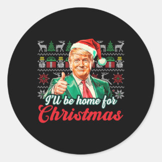クリスマストランプクリスマスパジャマおもしろいスの家に ラウンドシール