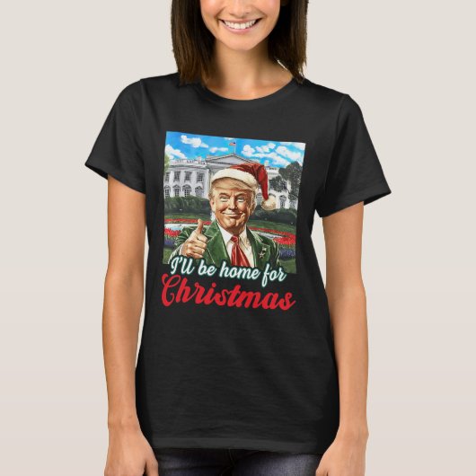 クリスマストランプクリスマスパジャマおもしろいスの家に Tシャツ (正面)