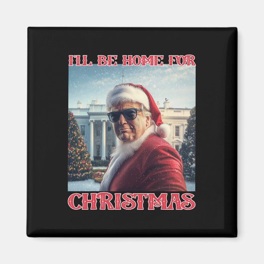 クリスマストランプサンタ・セルフィーWhitの家に行く マグネット (正面)