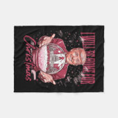 クリスマストランプピンクおもしろい2024 Xに帰省 フリースブランケット (正面(横))