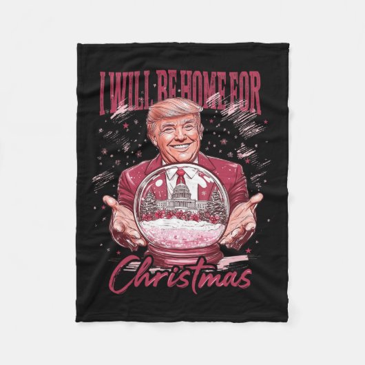 クリスマストランプピンクおもしろい2024 Xに帰省 フリースブランケット (正面)