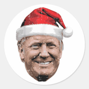 クリスマストランプフェイスサンタ面白いXmasのミーム ラウンドシール
