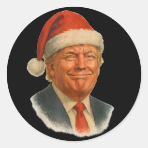 クリスマストランプフェイスサンタ面白いXmasのミーム ラウンドシール
