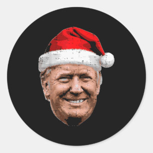 クリスマストランプ顔サンタ面白いXmasミーム男性女性 ラウンドシール