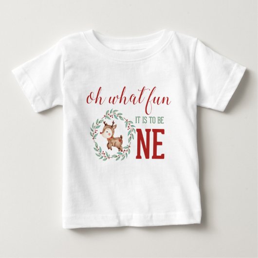 クリスマストラ1歳の誕生日 ベビーTシャツ (正面)