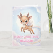 クリスマストリの赤ちゃんトナカイの飛行 シーズンカード (正面)