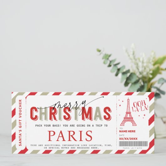 クリスマストリップトゥパリギフトチケット券 招待状 (スタンド正面)