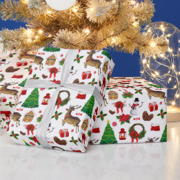 クリスマストリトウシの雪だるまのプレゼント ラッピングペーパー