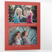 クリスマストリフォールドフォトレッドグリーンジョイフローラ 三つ折りクリスマスカード (内部最初)