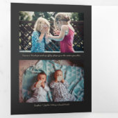 クリスマストリフォールドフォトレッドブラックジョイフローラ 三つ折りクリスマスカード (内部最初)