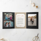 クリスマストリフォールドフォトレッドブラックジョイフローラ 三つ折りクリスマスカード (内部)