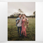 クリスマストリフォールド4フォトカードウォーター色モノグラム 三つ折りクリスマスカード (内部中)