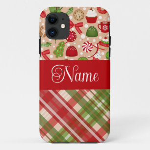 クリスマストリートとプレイドパーソナライズされたデザイン iPhone 11 ケース