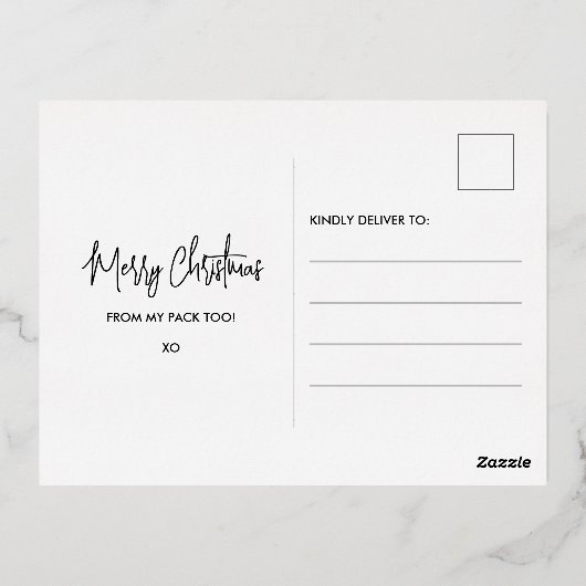 クリスマストリートを待つカスタムDog Photo 箔シーズンポストカード (裏面)