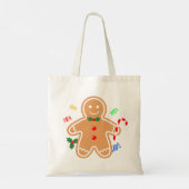 クリスマストリートジンジャーブレッドマンキャンディケーン トートバッグ (裏面)