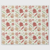 クリスマストリートドードルパターンホリデーギフト ラッピングペーパー (フラット)