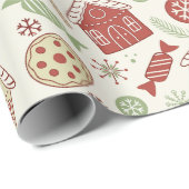 クリスマストリートドードルパターンホリデーギフト ラッピングペーパー (ロールコーナー)